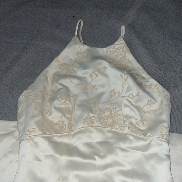 Ivory/cream dress with spaghetti straps and a zipper in the back. Gently used. - Picture 9 of 11